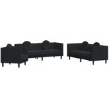  3-dijelni set sofa s jastucima crni baršunasti | Eponuda.ba