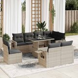 Maison Chic Seti vrtnega pohištva - Vrtna garnitura - Vrtni pohištvo set 9-delna z blazinami sv. siv poli ratan, (21804353) | Shoptok.si