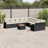  11-dijelni set vrtnih sofa od poliratana s jastucima crni Crna 62 x 62 x 69 cm | shoptok.hr