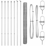 vidaXL Šestkotna ograja 1,5x10 m pocinkano jeklo, Ograjne palice 7 kos Ø32 mm 200 cm pocinkano jeklo | Shoptok.si