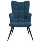  Stolica za opuštanje s osloncem za noge plava baršunasta | shoptok.hr