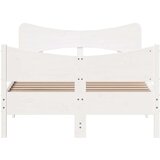 vidaXL Posteljni okvir z vzglavjem bel 120x200 cm trdna borovina | Shoptok.si