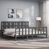 vidaXL okvir za krevet s uzglavljem sivi 200 x 200 cm od masivnog drva | shoptok.hr