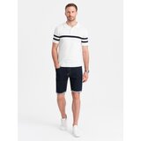 Ombre Men's denim shorts with rolled up legs - navy blue Cijene