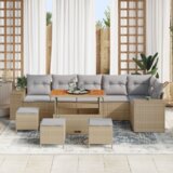  10-dijelni vrtni sofa set s jastučićima Bež Poliratan Acacia | shoptok.hr
