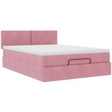  Otomanski krevet s madracem&amp LED ružičasti 140x190 cm baršunasti | shoptok.hr