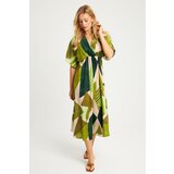 Cool & Sexy Women's Khaki Patterned Double Breasted Midi Dress HT108 | shoptok.hr