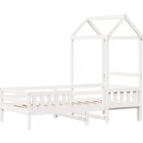 vidaXL Posteljni okvir s streho bel 90x190 cm trdna borovina, (21251292) | Shoptok.si
