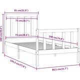  Okvir za krevet od masivnog drva crni 75 x 190 cm mali | shoptok.hr