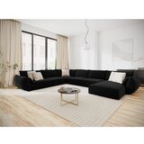 Mazzini Sofas Črna žametna kotna sedežna garnitura v obliki črke "U" (levi kot) Vanda – | Shoptok.si