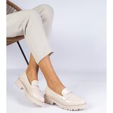 Gemre Beige patent leather loafers adorned with rhinestones Margusto | Shoptok.si