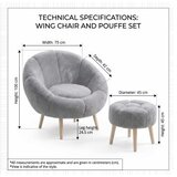 Atelier Del Sofa Set stolica i taburea, 2 dijela, siva | Eponuda.ba