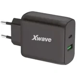 Punjač GaN65-AC USB-A+USB-C crni