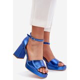 Boto Lacquered Women's Sandals On Heel Blue Marila | Shoptok.si