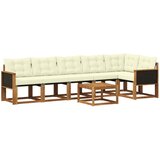 vidaXL Zunanja garnitura za sedenje z blazino 7 pcs Naravna in smetana, (5000273199) | Shoptok.si