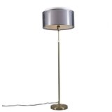 QAZQA Stoječa svetilka zlata / medenina s črno / belo senco 47 cm - Parte | Shoptok.si