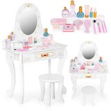 ECO TOYS Veliki drveni toaletni sto za decu sa ogledalom i roze dodacima, ECOTOYS Cene