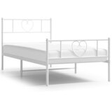 Maison Chic Kovinski Posteljni okvir - Enojna postelja - Postelja za odrasle z vzglavjem in vznožjem bel 100x200 cm, (21696434) Cene