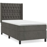 Box spring krevet s madracem tamnosivi 90x200 cm baršunasti | shoptok.hr