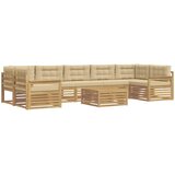 Set vanjskih sofa 8 kom. Bijela i bež Čvrsto drvo akacije | Shoptok.si