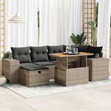 Maison Chic Seti vrtnega pohištva - Vrtna garnitura - Vrtni pohištvo set z blazinami 8-delna siv ratan/akacija, (21807763) | Shoptok.si