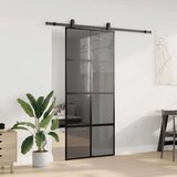  Klizna vrata s priborom crna 90 x 205 cm kaljeno staklo | shoptok.hr