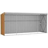  Zidna vrtna kućica smeđa 118x382x178 cm pocinčani čelik | shoptok.hr