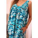 Kesi Włoski Women's dress with straps and a wide hem turquoise | Shoptok.si