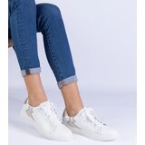 Gemre White women's sneakers with embossing and glitter Laneta | Shoptok.si