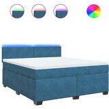 vidaXL Box spring postelja z vzmetnico modra 180x200 cm žamet | Shoptok.si