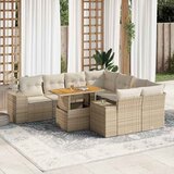 Maison Chic Seti vrtnega pohištva - Vrtna garnitura 9-delna z blazinami bež poli ratan, (21795815) | Shoptok.si