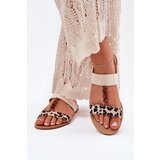 Boto Flat Women Sandals With Beads Leopard Beige Virona | ePonuda.com