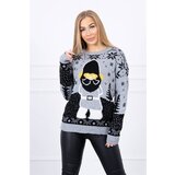 Kesi Christmas sweater with Santa Claus gray Cene