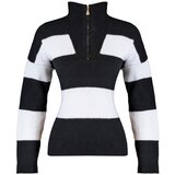 Trendyol Black Wide Pattern Soft Texture Zippered Knitwear Sweater | Eponuda.ba