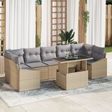 vidaXL 8-dijelni set vrtnih sofa s jastucima Bež Poli Ratan Cijene