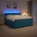  Krevet s box springom madracem i LED-om Plava 140 x 200 cm - Plava 140 x 200 cm Kristal s dugmadima Cijene