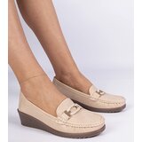 Gemre Beige women's wedge moccasins made of eco-leather Kappi | shoptok.hr