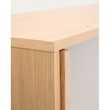 Kave Home Vitrina v hrastovem dekorju z drsnimi vrati v naravni barvi 100x174x40 cm Helvine – | Shoptok.si