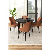 Hanah home Rox - Black Marble, Tile Red Black MarbleTile Red Dining Table & Chairs Set (5 Pieces) | ePonuda.com