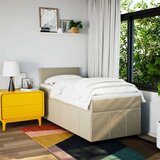 vidaXL Box spring postelja z vzmetnico krem 90x200 cm blago | Shoptok.si
