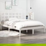 Maison Chic Posteljni okvir - Dvoposteljna postelja - Zakonska postelja bel iz trdnega lesa 140x200 cm-J10159, (21759304) | Shoptok.si