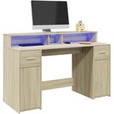  Radni stol s LED svjetlima hrast 140x55x91 cm konstruirano drvo | shoptok.hr