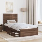  Konstrukcija postelje Rjav hrast in srebrna 75 x 190 cm, (5000103918) | Shoptok.si