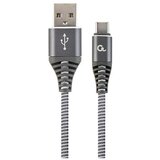  USB 2.0 kabl Premium cotton braided Type-C USB charging and data cable, 2m, spacegrey/white, GEMBIRD CC-USB2B-AMCM-2M-WB2 | Eponuda.ba