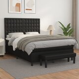  s oprugama i madracem crni 140 x 190 cm od umjetne kože | shoptok.hr
