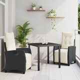 vidaXL Set od 2 Crna, Krem bijela PE ratan, čelik obložen prahom Dvosjed | shoptok.hr