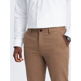 Ombre Men's classic cut chino pants with fine texture - brown | shoptok.hr