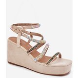 Boto Women's Wedge Sandals With Decoration On Straps Beige Lunara | ePonuda.com