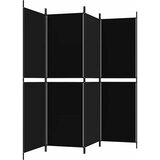 Sobna pregrada s 4 panela crna 200 x 180 cm od tkanine | Eponuda.ba