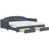 vidaXL Izvlečna dnevna postelja s predali temno siva 90x200 cm žamet | Shoptok.si